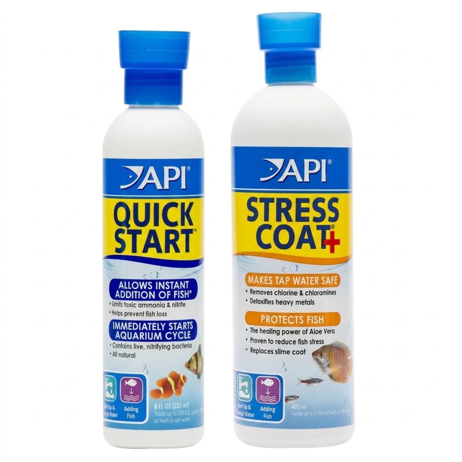 API Aquarium Water Treatment Bundle 473ml Stress Coat + 237ml Quick Start