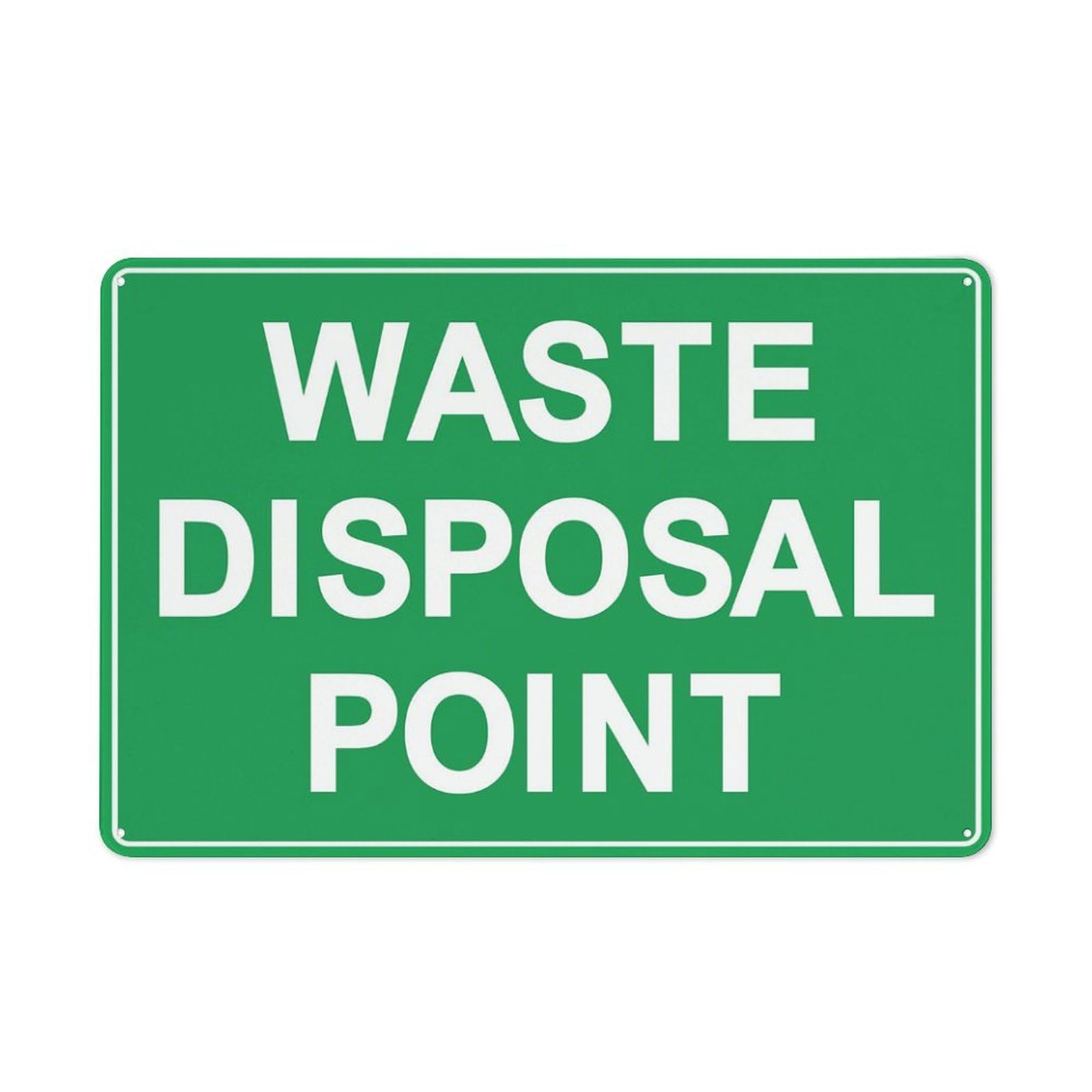 Waste Disposal Point Sign, 8x12 Inch Rust-Free Metal Aluminum for House, Door, Office, Business, Yard, Pre-Drilled Holes, Weather Resistant