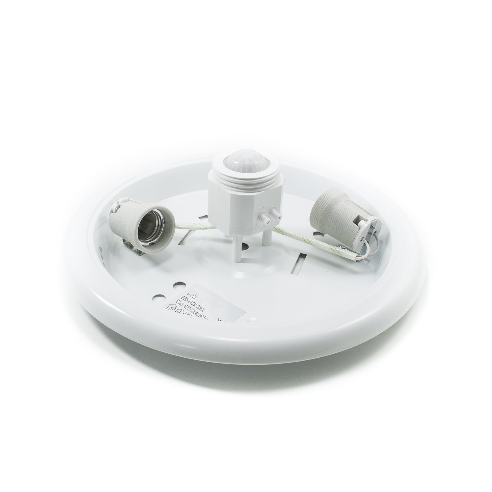 Plafoniera sensore di presenza pir automatico crepuscolare doppio attacco E27 illuminazione