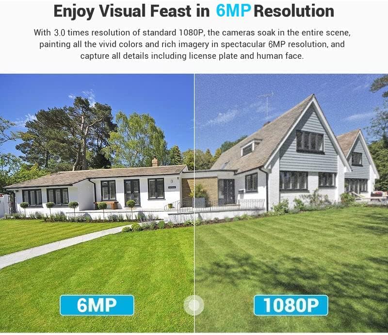 Miniatura 5 de Real HD Cámara IP domo de visión nocturna a todo color de 6MP para sistemas Hik-Vision IP NVR, con luces blancas visibles, ángulo de visión de 105,