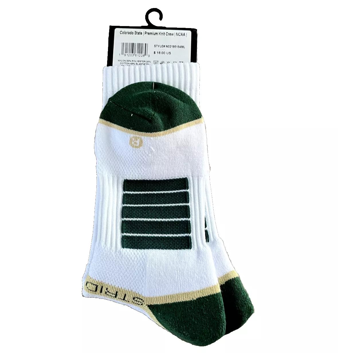 Colorado State Rams Premium Knit Crew Men's Socks size 8-12-NWT