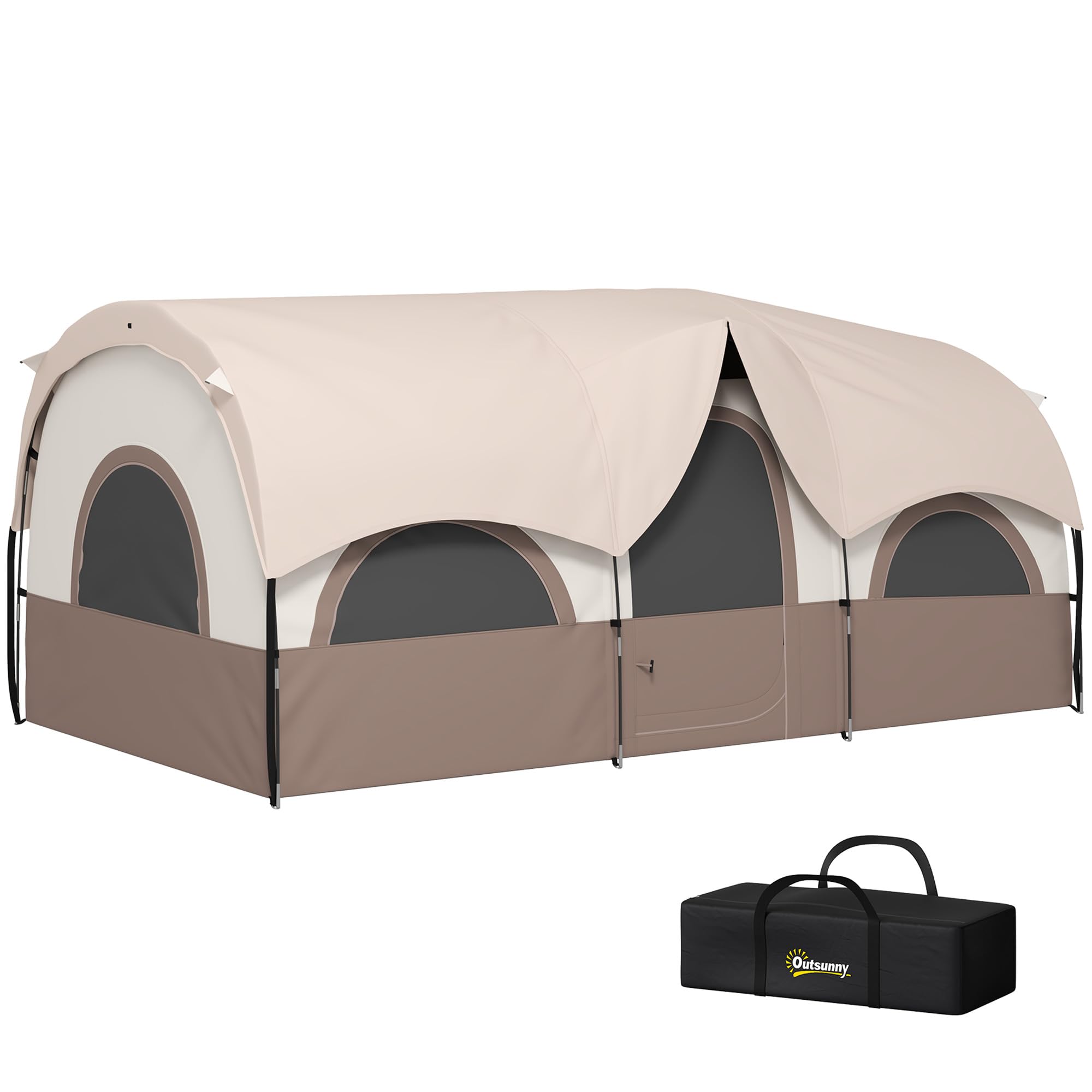 Outsunny 4-6 Person Camping Tent with 3 Room, 3000mm Waterproof, UPF30+ Cabin Tent with Sewn in Groundsheet, Portable with Bag for Fishing Hiking Festival Family Gathering image 5