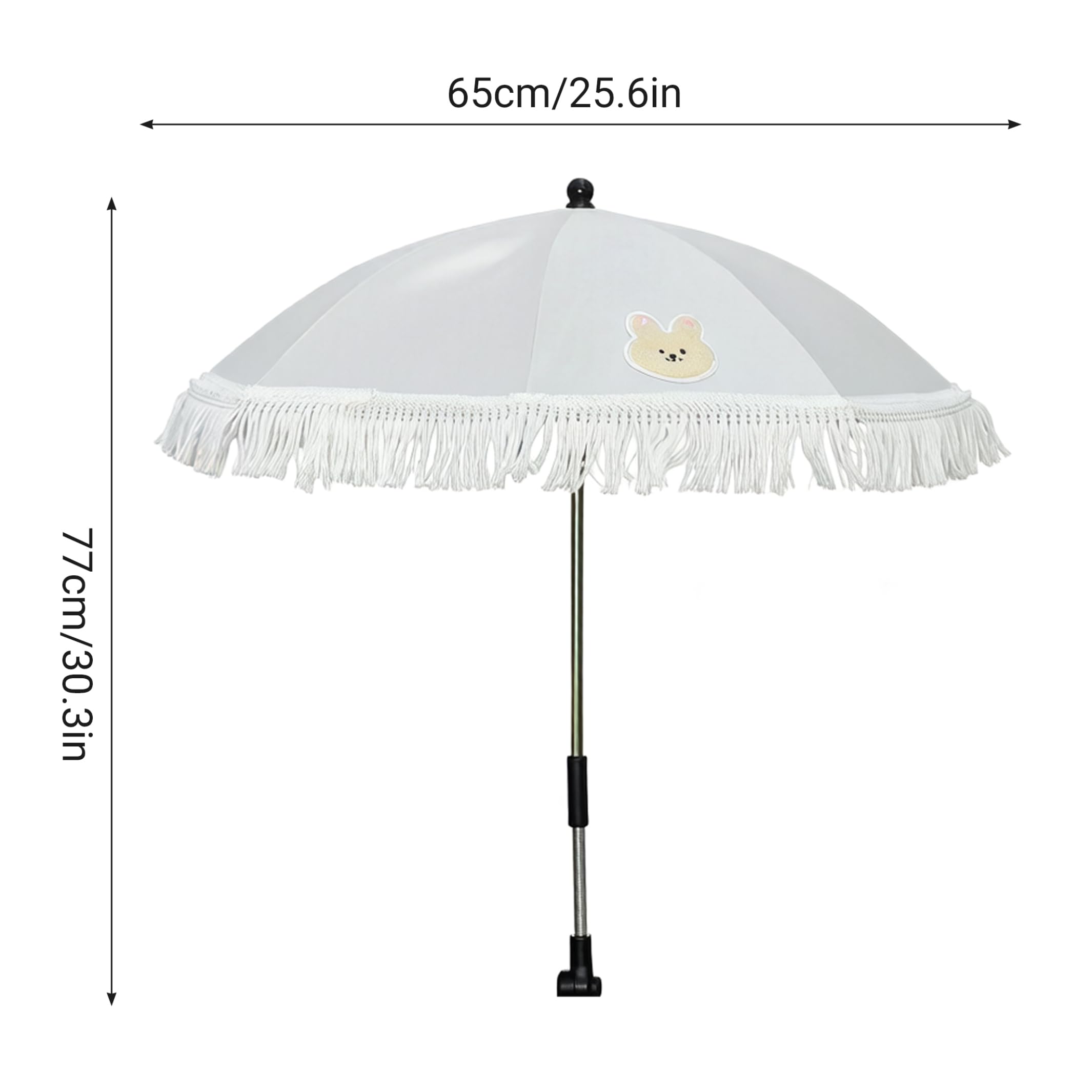 Sombrillas, silla para bebé con sombrilla, silla de playa segura para niños pequeños con sombrilla y abrazadera, revestimiento plateado y borde de encaje blanco, linda para días de sol ll