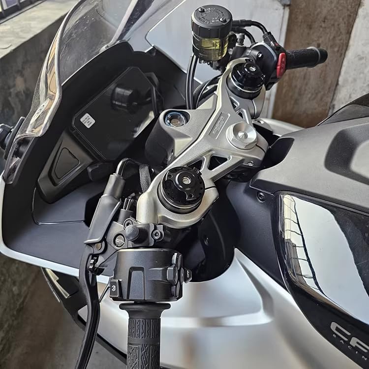 Motorcycle Fork Stem Nut Caps for CFMOTO 675SS 675SR 675SR-R 675NK, CNC Aluminum, Black, 1 Pair (Titanium)