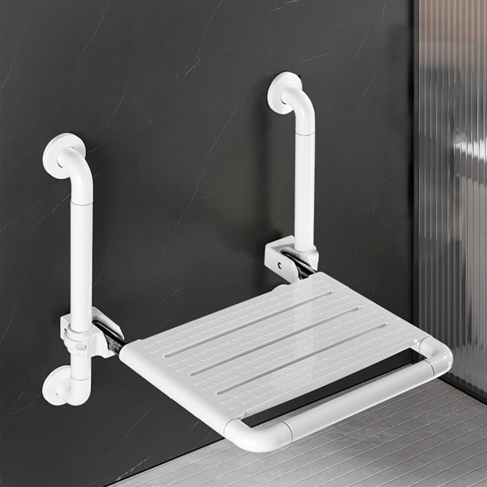 Silla de Ducha Plegable,Asiento Ducha Plegable Pared Montada,Silla Abatible Ducha Montado en la Pared,Taburete de Baño para Personas Mayores y Discapacitadas,Carga Máxima De 100Kg