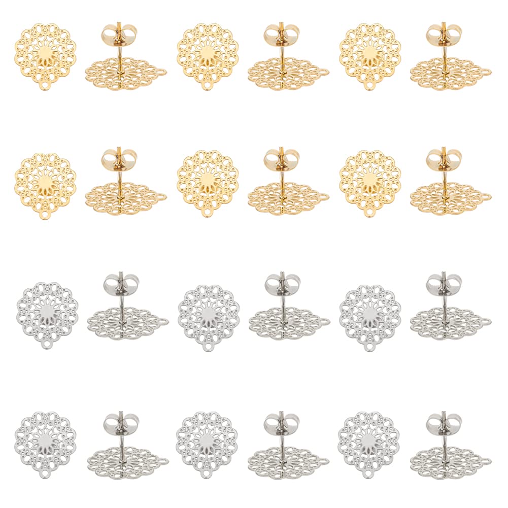 Boucles d'oreilles filigrane creux UNICRAFTALE en acier inoxydable aux finitions ciselées