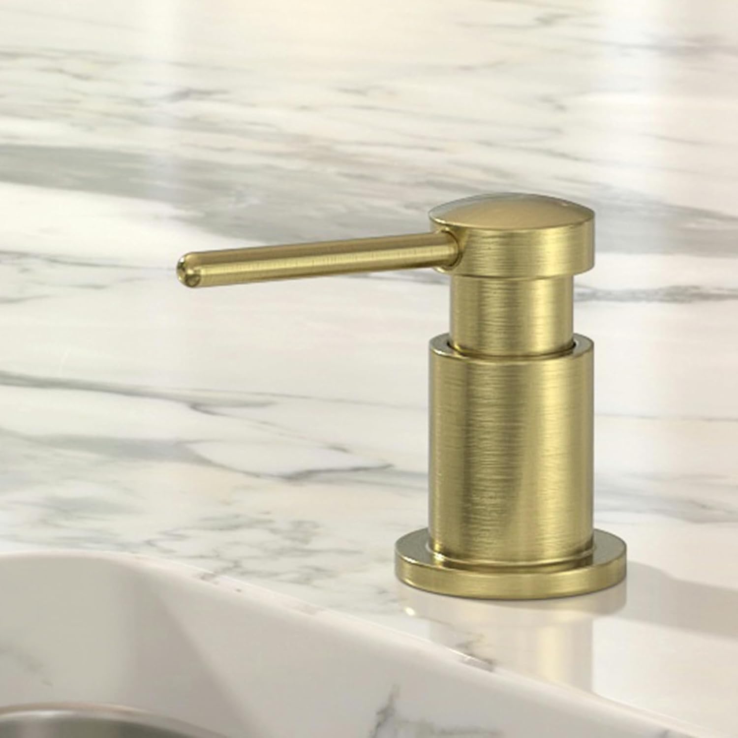 Lava Odoro Gold Soap Dispenser for Kitchen Sink, Modern Brass Built in Countertop Pump Dispenser with 18 Oz Refillable Bottle, Kitchen Soap and Lotion Dispenser Spot-Free, Brushed Gold, KSD-21 - Image 8