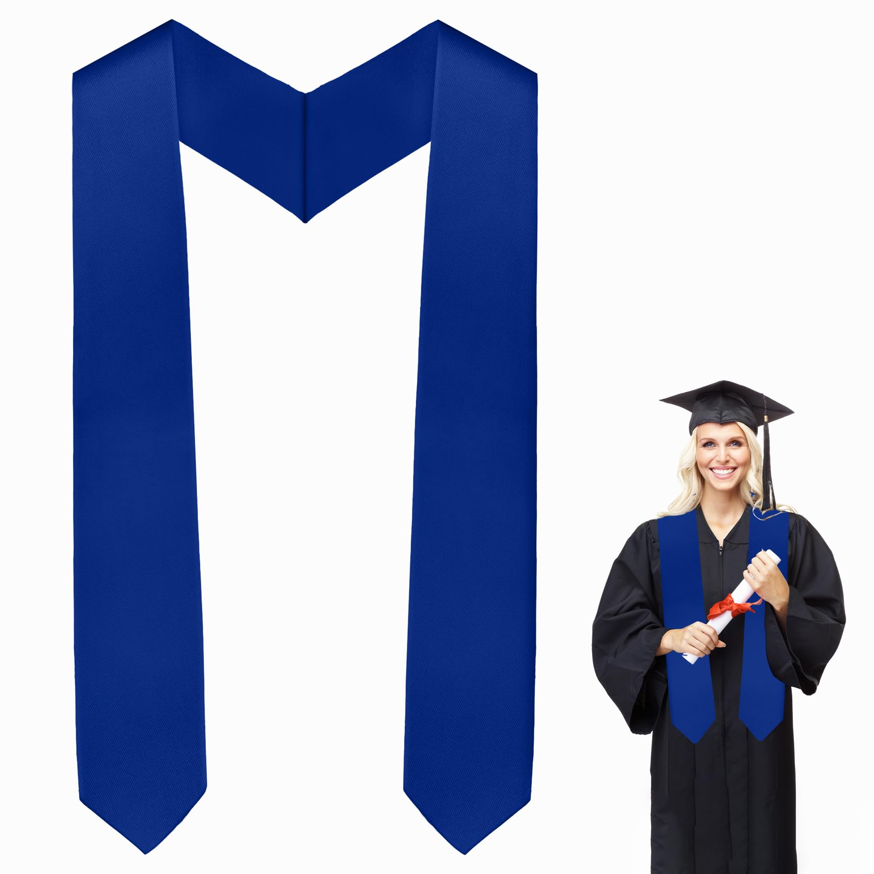 KQNBI Graduation Stole, 70" Graduation Sash Plain Graduation Stole Unisex Adults Graduation Stoles Class of 2026 for Academic