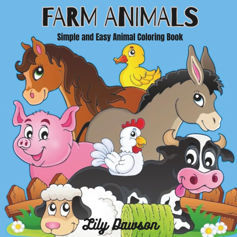 Farm Animals: Simple and Easy Animal Coloring Book