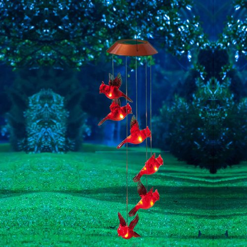 Garden Days Cardinal Solar Mobile Wind Chime
