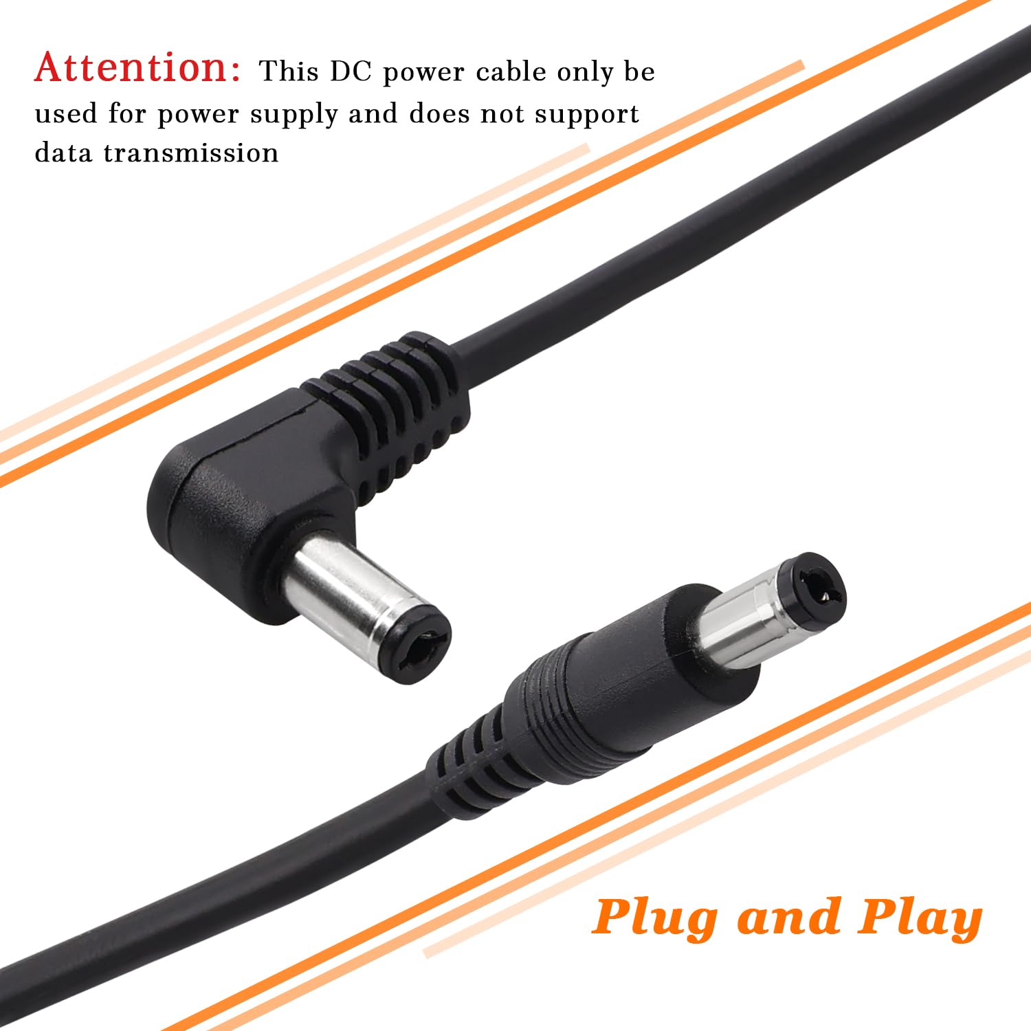 2 Pezzi 1m 5.5x2.1 mm 24V 12V Cavi di Prolunga per Alimentazione DC, DC Cavo Estensione Angolo Retto Maschio a Maschio 22AWG, per Telecamera Sicurezza CCTV, DVR, Nero