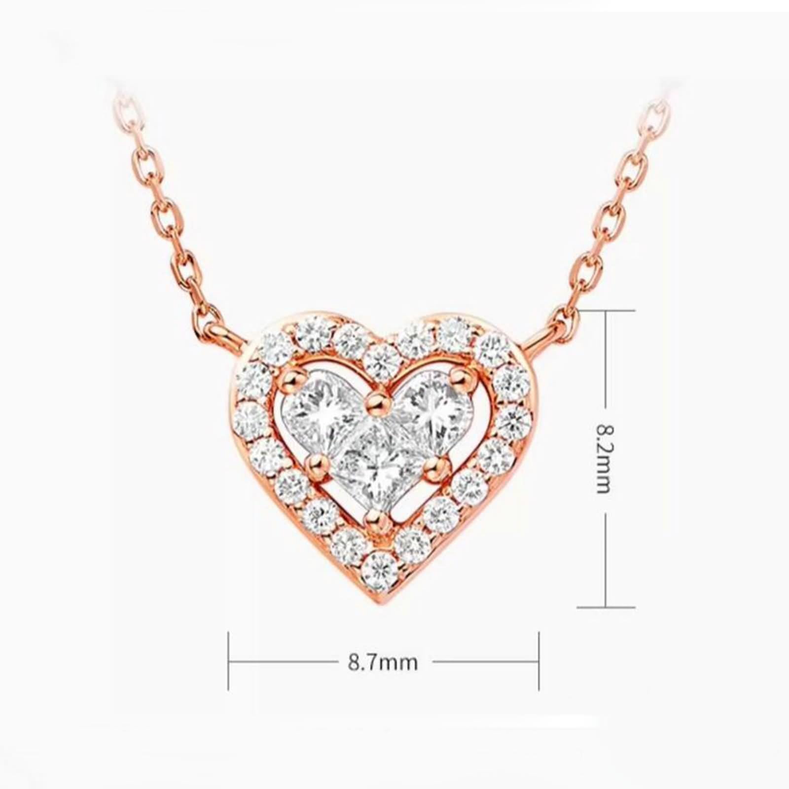 Łańcuszki damskie, długie, naszyjniki dla kobiet, różowe złoto, serce z 0,24 ct diamentem 45 cm, obniżone