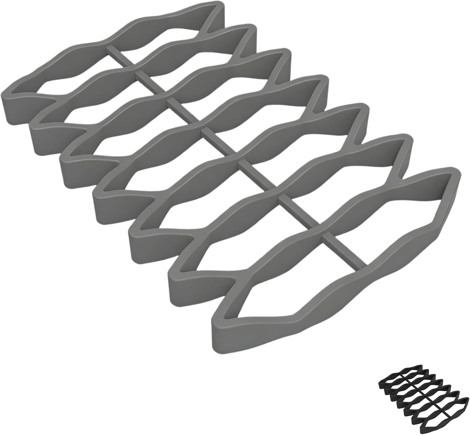 Silicone Roasting Rack - BBQ Grills, Heat-Resilient, Non-Stick, Dishwasher Safe, for Oven, Baking, Steaming, and Microwave Roasting (Gray)