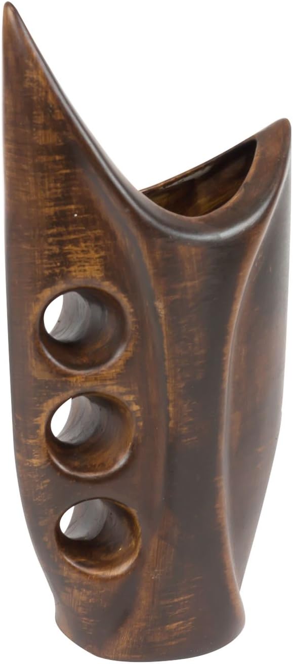 Original Bass ceramic flower bouquet vase in wooden brown colour