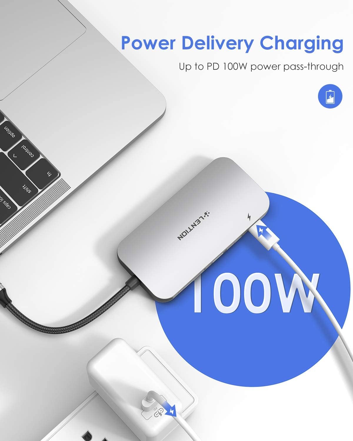 60% Off Discount LENTION USB C Hub with 4K HDMI, Gigabit Ethernet, Card Reader, USB 3.0, Type C Data and Charging Adapter Compatible 2021-2016 MacBook Pro, New Mac Air/Surface, Chromebook, More (CB-CE57, Space Gray)