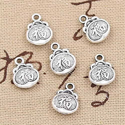 FZSWD 20 Uds Charms Lucky Bag Sachet 13X10mm Colgantes Chapados en Plata Antigua Fabricación DIY Joyería de Color Plata Tibetana Hecha A Mano