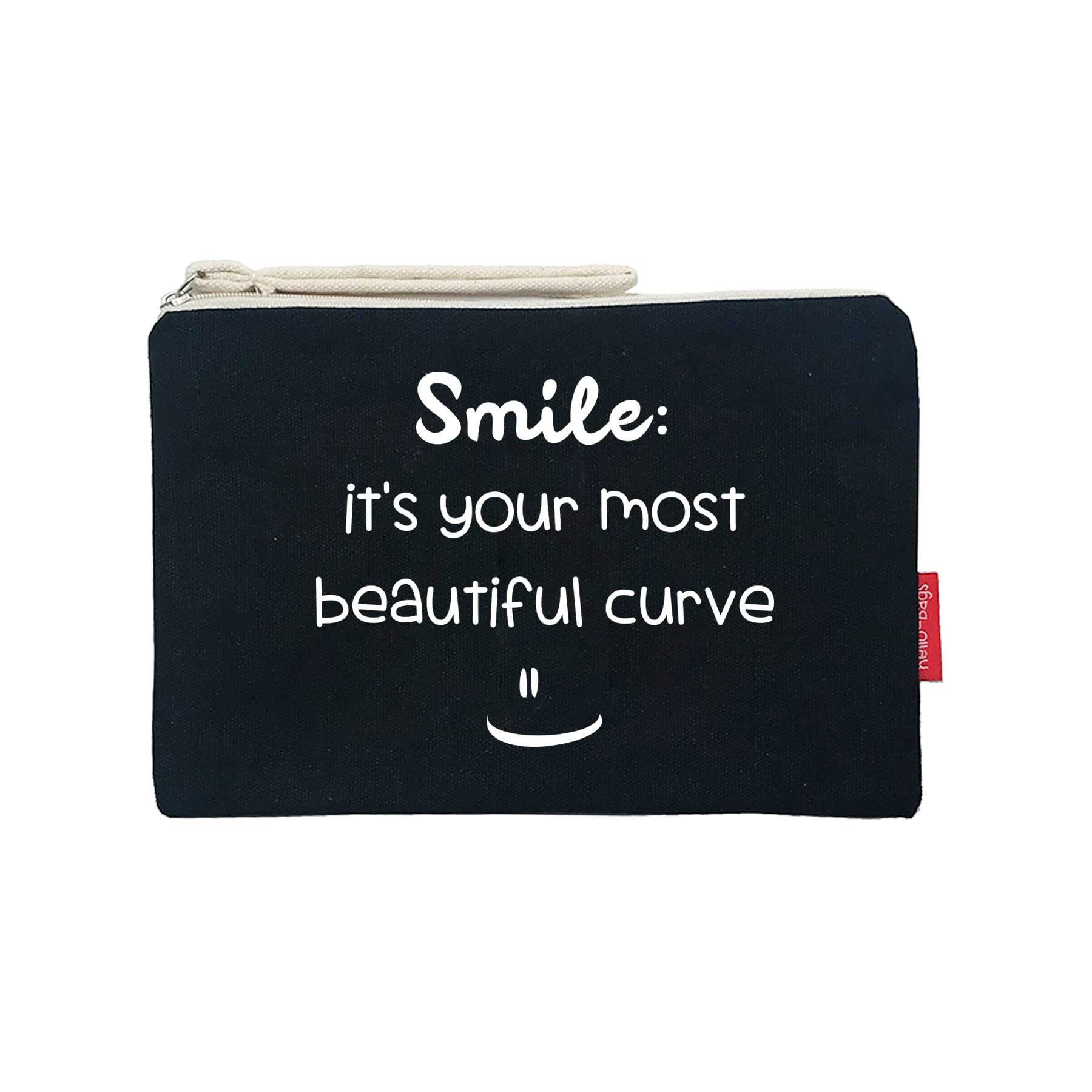 Hello-Bags Women's N-002-smile Toiletry Bags/Handbags, Black/White, Medium