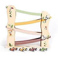 Tiny Love Pista Macchinine Legno, piste macchinine per bambini con 4 macchinine in legno
