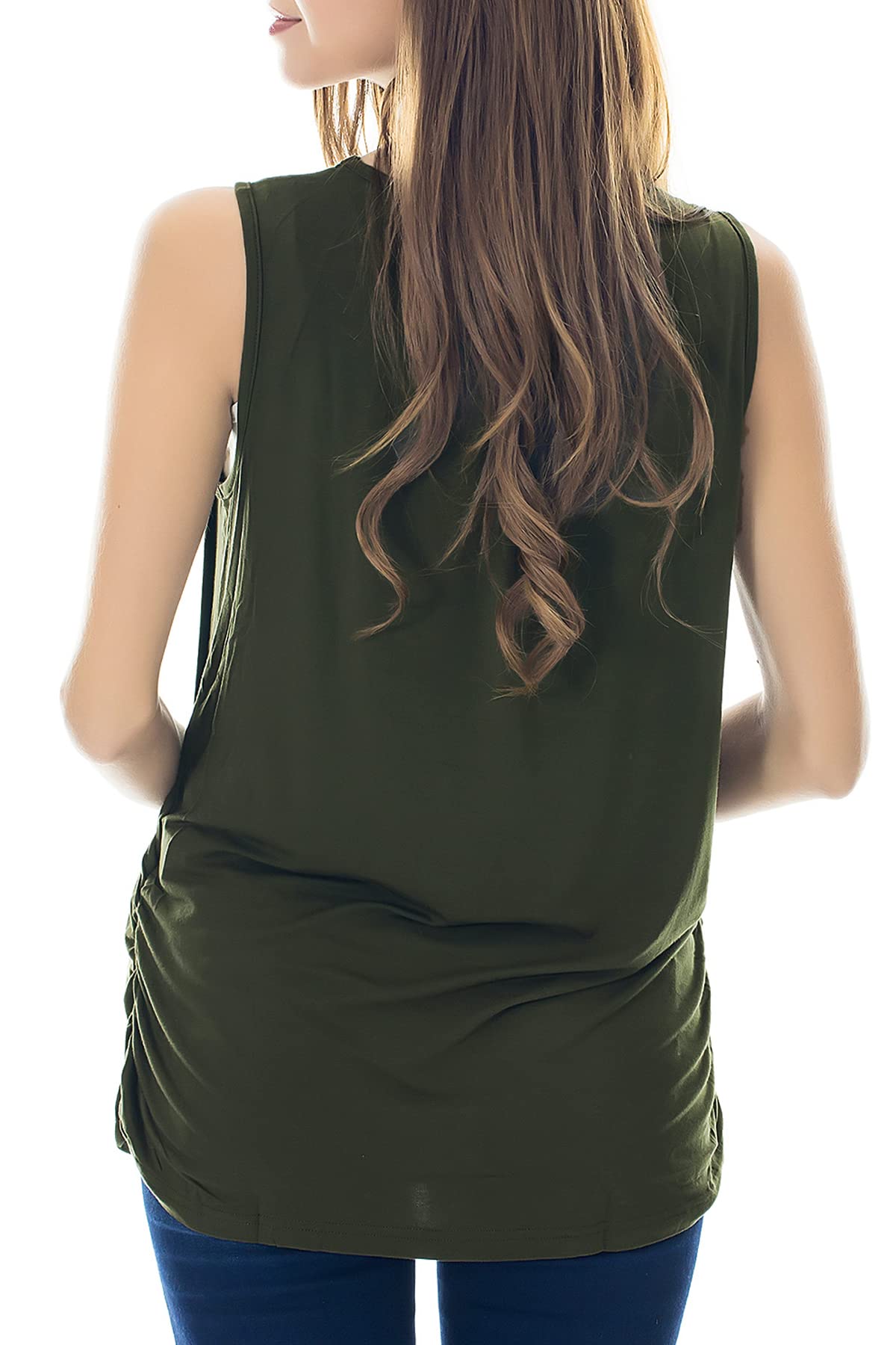 Smallshow 3 Pack Tops Lactancia Mujer Camiseta Sin Mangas,Army Green-Black-Orange,S
