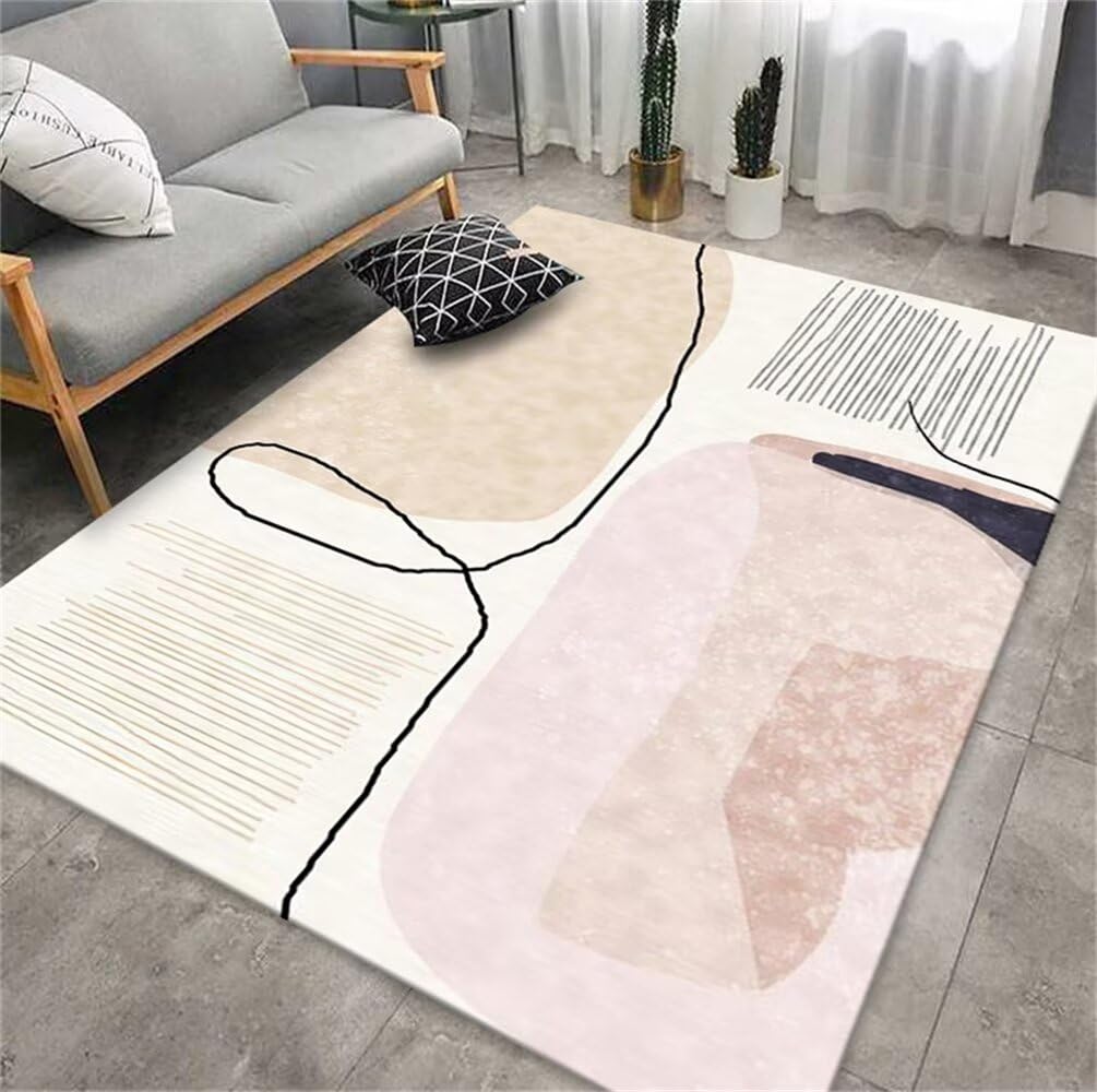 Tapis vinyl pour chambre rose 200x200 anti-acarien et lavable style moderne