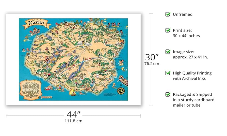 Amazon.co.jp: カウアイ島の地図のハワイ諸島 - ハワイ観光局