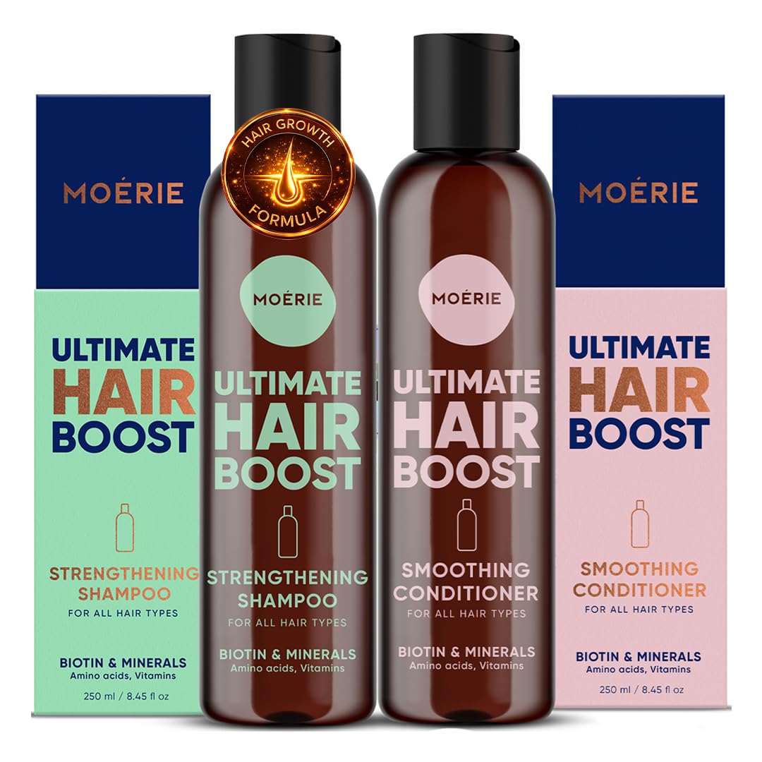 - Moerie Hair Growth Shampoo and Conditioner for Men and Women, Hair Loss Solution with Biotin and Rosemary, Thickening Shampoo and Conditioner for Thinning Hair – Ultimate Hair Boost