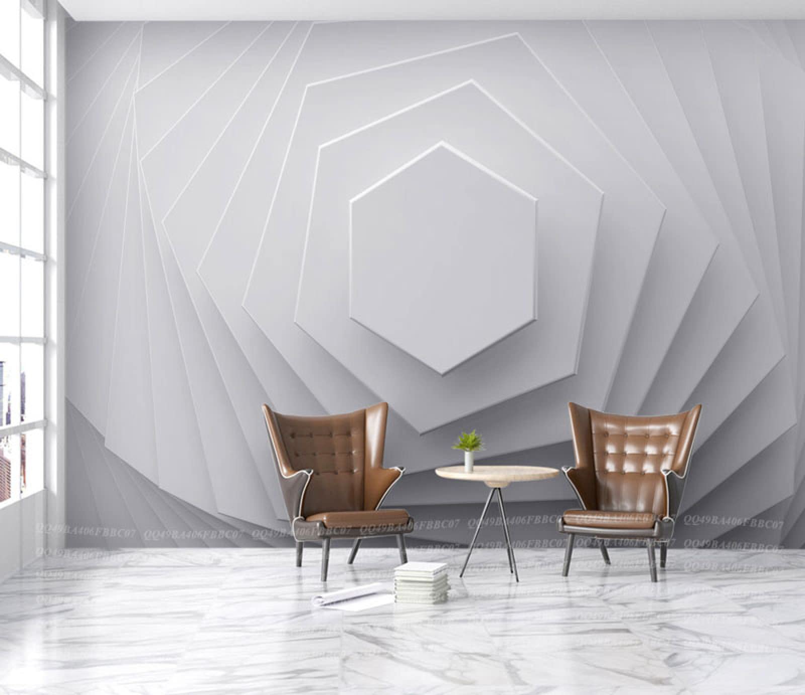 Papier peint mural 3D géométrique moderne pour salon et fond TV 350x245cm