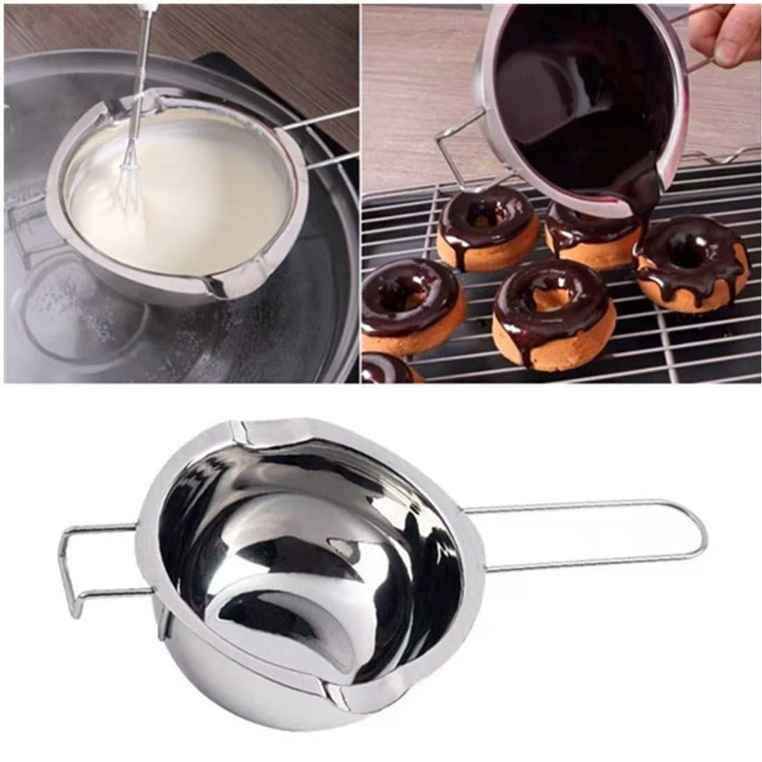 Cuenco de fundición de chocolate de acero inoxidable universal para fundir la herramienta de horneado, olla doble, olla de fusión caliente, chocolate, mantequilla, queso, caramelo, dulces,