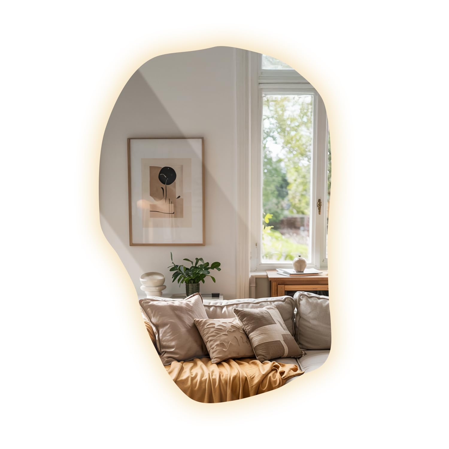 Mokoze Specchio asimmetrico a parete, specchio decorativo unico