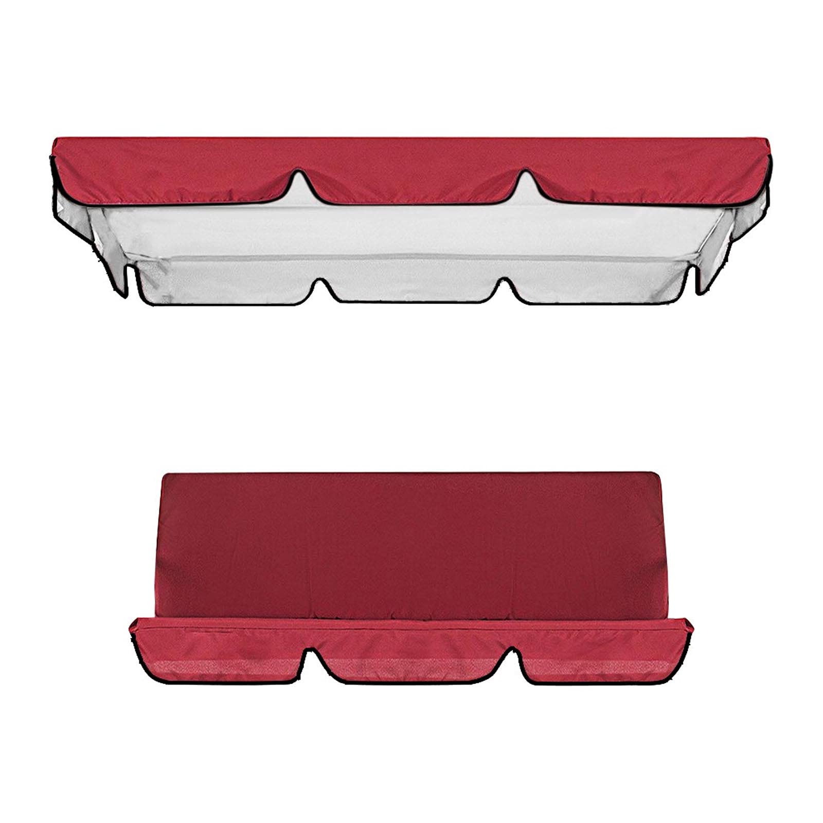 Patio Swing Canopy Waterproof Top Cover Set, Outdoor Swing Canopy Replacement Swing Cushion, Swing Replacement Top Cover+Swing Cushion Cover for Patio