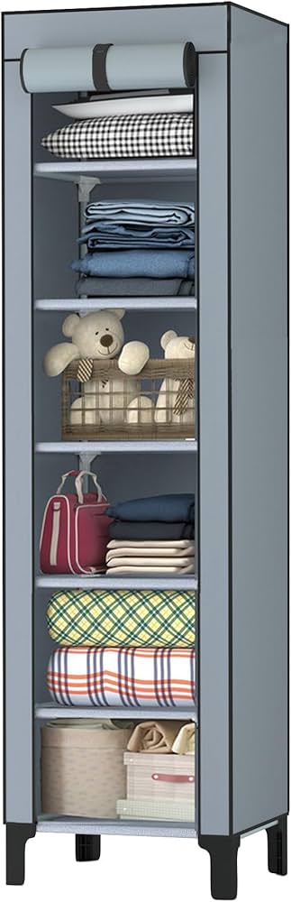 簡易ポータブル組立クローゼット 防湿・防塵・防カビの不織布クローゼット① Amazon｜PSHUN RIGH 簡易ポータブル組立クローゼット 防湿・防塵