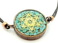 Vista 1 de Metatron's Cube Merkaba Orgone Pendant with Turquoise
