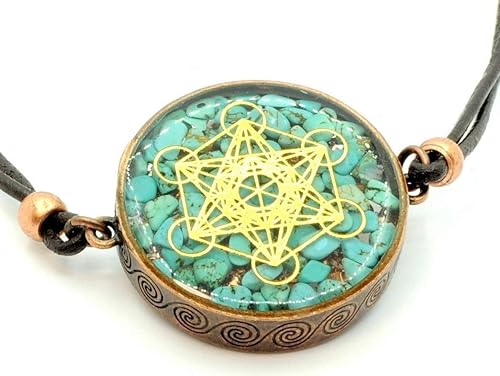 Metatron's Cube Merkaba Orgone Pendant with Turquoise