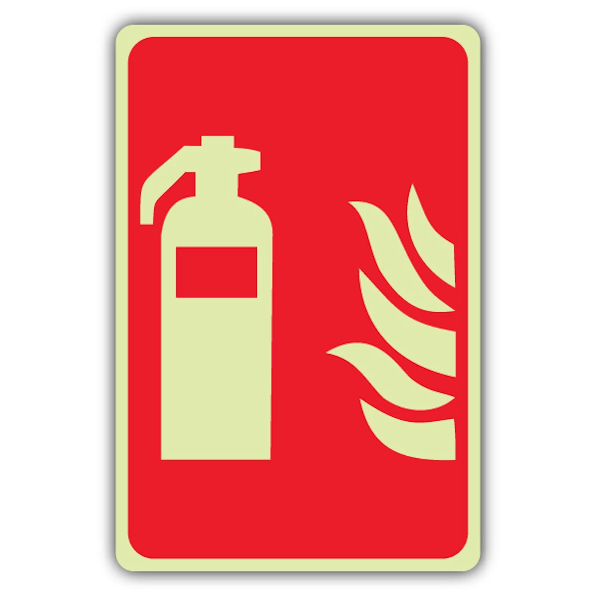 V Safety Glow In The Dark Fire Extinguisher With Flame Symbol Sign - Symbol Format - 300 x 450 mm - Made From Triple Glow Rigid Plastic - Fire Safety Signage - Made in Britain