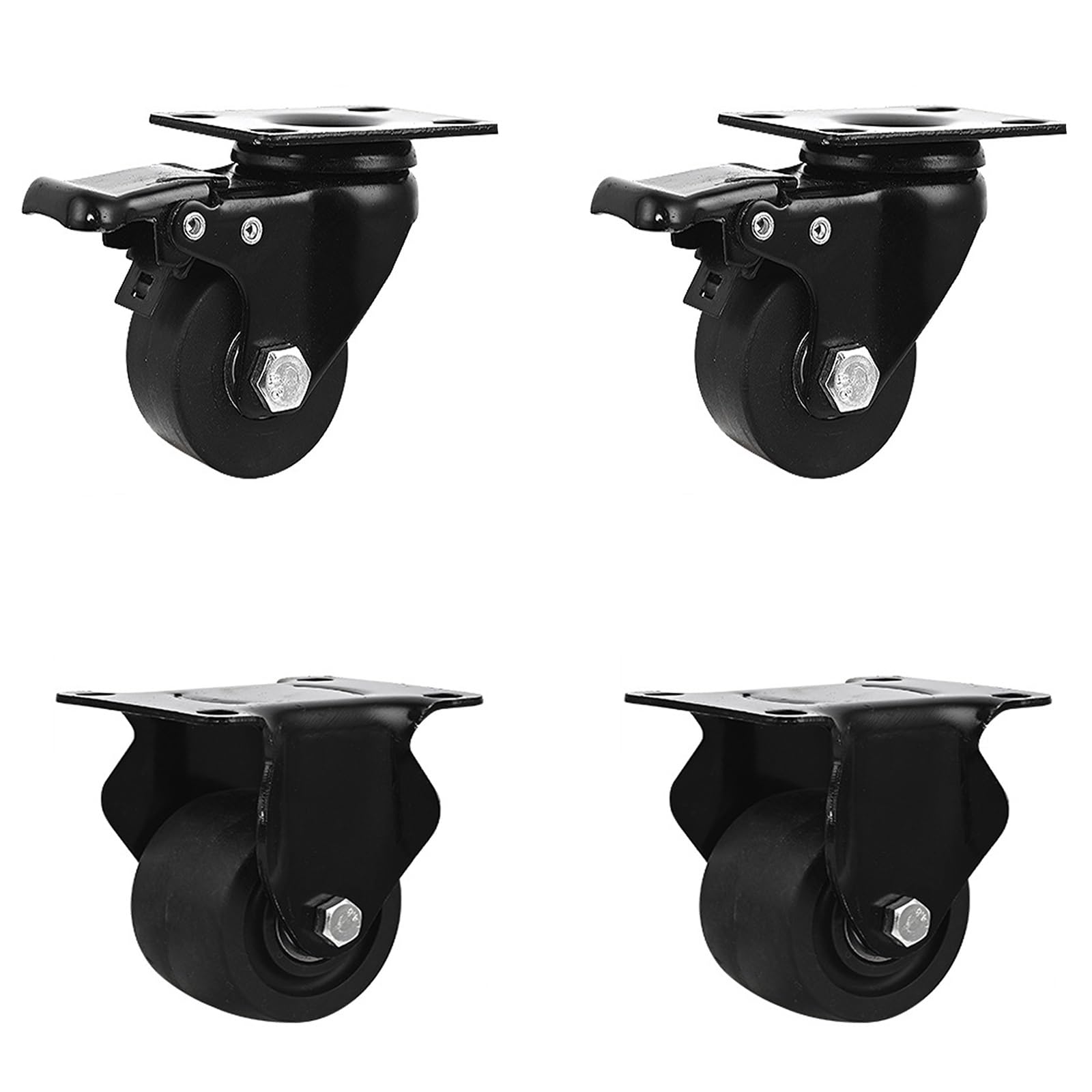 Ruote Girevoli Ruote Girevoli for Impieghi Gravosi Ruote Girevoli da 2" Impieghi Gravosi Set di 4 Ruote Girevoli con Freno di Industriali Ruote for Carrelli(Brake+Directional,2in)
