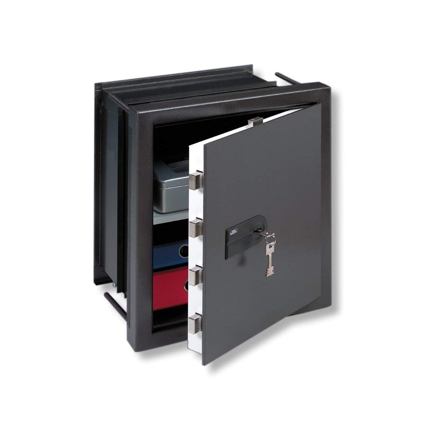 BURG-WÄCHTER Coffre-fort mural à encastrer avec clé, Karat, Degré de résistance 0, Profondeur variable avec tablette, 27,5-45,7 l, 39 kg, WT 616 K, Fer ancien