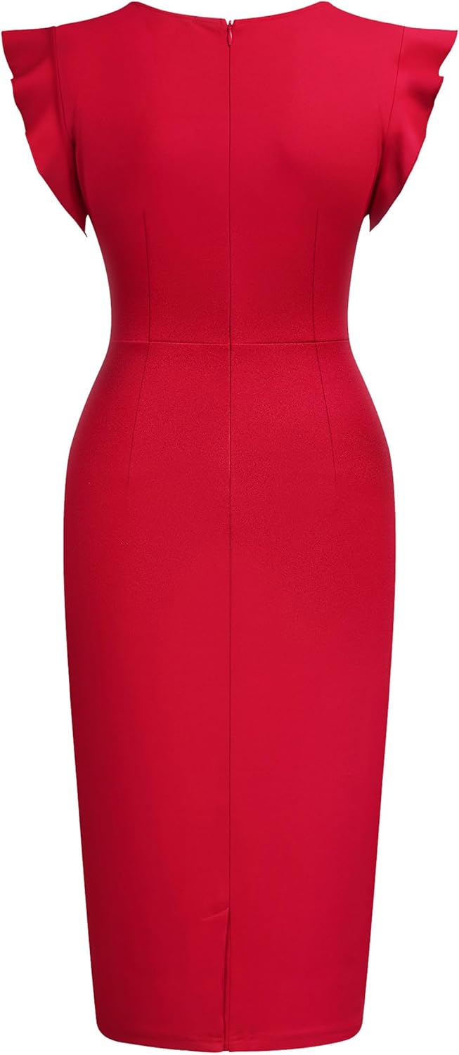 Miusol Women's Business Retro Ruffles Slim Cocktail Pencil Dress - Image 6