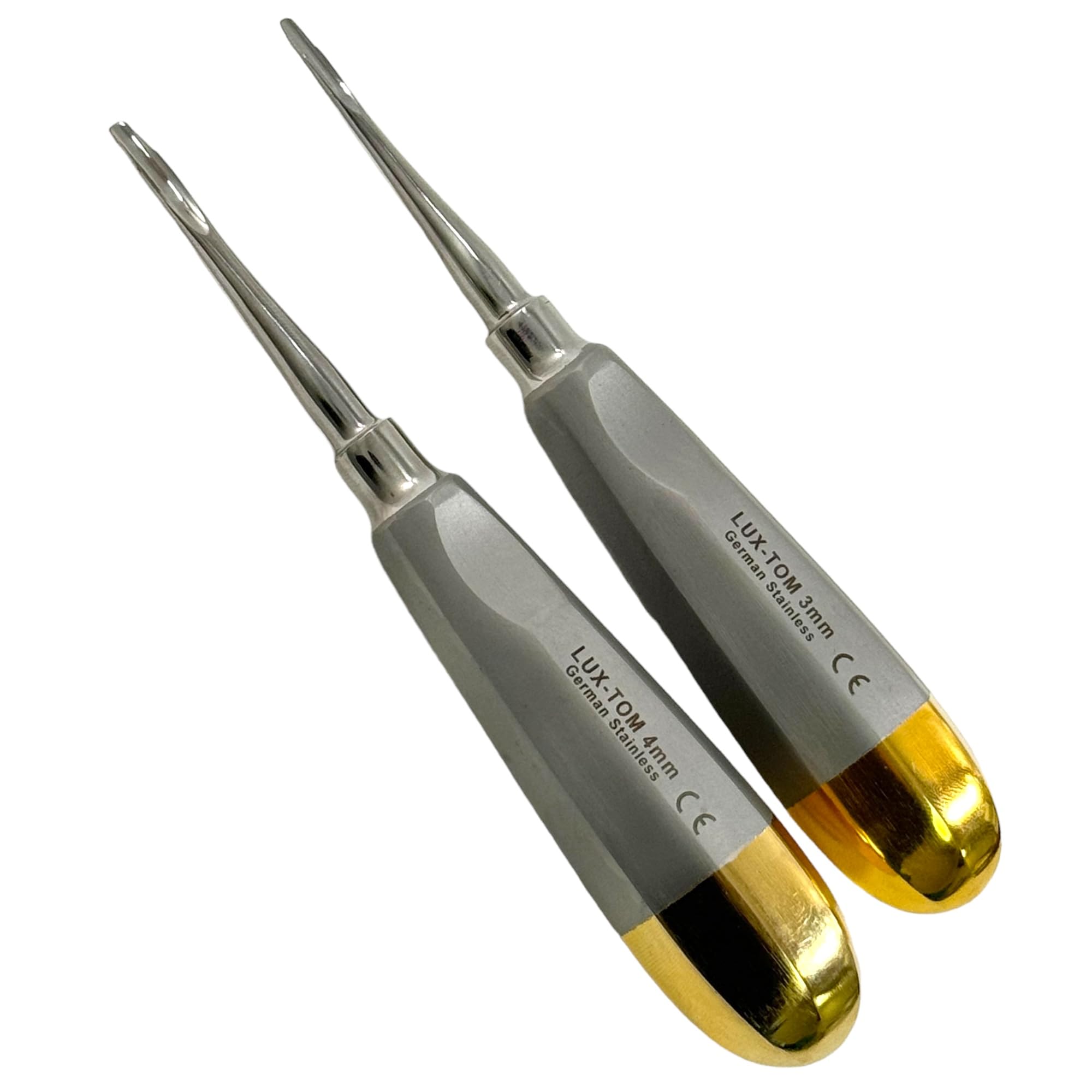 Pack of 2 Dental Elevators Straight Root Tip Hollow Handle Lightweight Tooth Extraction Dentistry Instruments - German Stainless Steel (2, 3mm + 4mm)