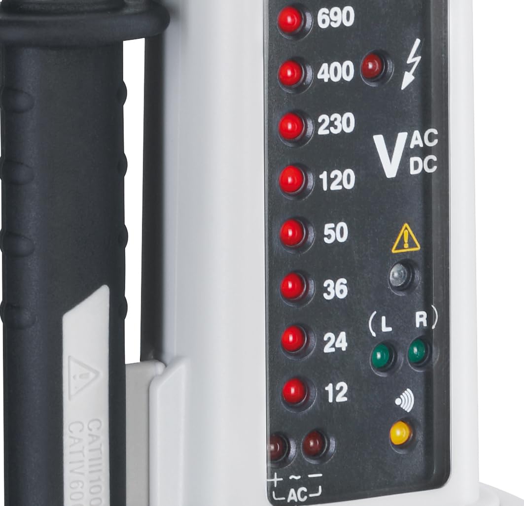 Laserliner ActiveMaster, tester napięcia, 12-690 V AC/DC, dwubiegunowy tester z testem pola obrotowego, wskazaniem faz, testem ciągłości, skala LED, autotest, IP64