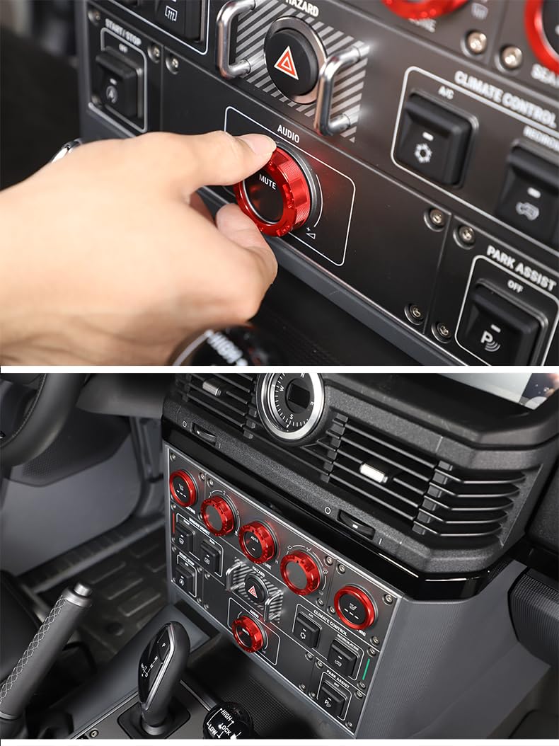 PIUGILH Klimaanlage Lautstärkeregler Ring Knopf Abdeckung Geeignet für INEOS Grenadier 2020-2024,Klimaanlage Knopfabdeckung,Auto Interieur Innendekoration Zubehör (Rot)