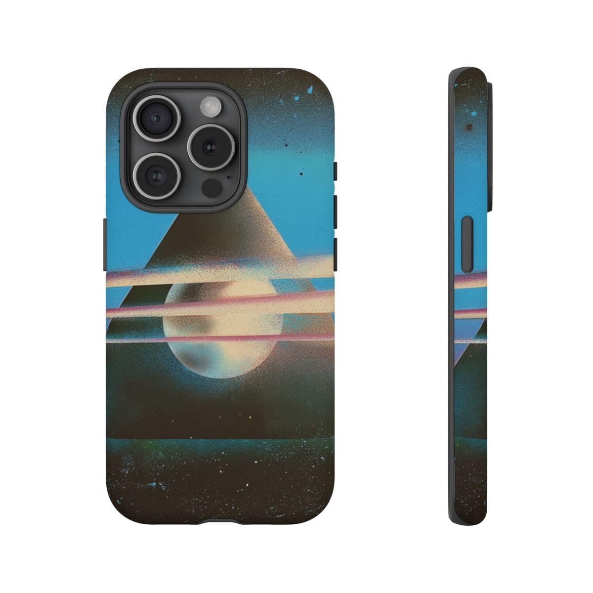 Coque rigide iPhone 15 Pro mate anti-traces pyramide géométrique