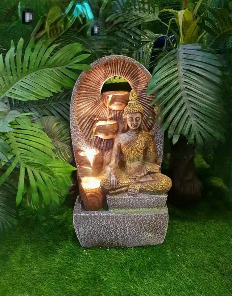 Big Bulk Casade 4 Steps Fiber Fountain with Led Lights for Home Decor and Office Decoration Or Gifting (Golden: 32 x 24 x 70 cm)-image-31