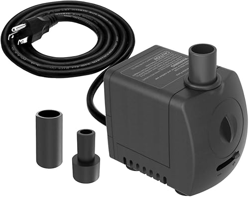 Small Submersible Water Pump 150GPH 4ft High Lift for Fountains | Ultra Quiet with Over Heating Protection, Perfect for Hydroponics, Small Pond, Aquariums & More