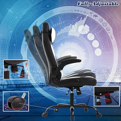 Miniatura 6 de BestOffice Silla de escritorio para juegos con respaldo alto silla de carreras ejecutiva giratoria para respaldo con soporte lumbar y reposabrazos