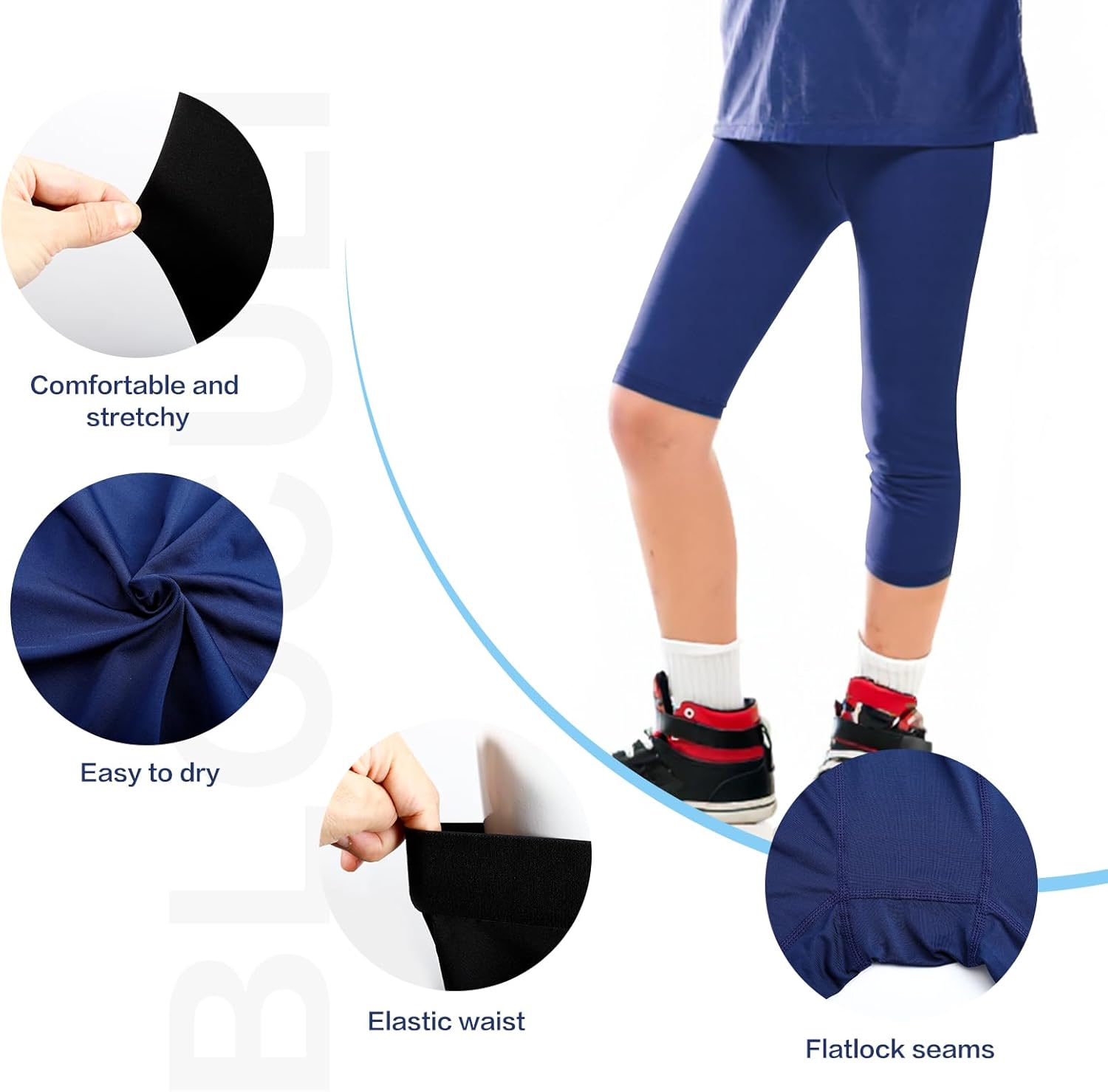 Blcculi 3 Pack Boys Compression Leggings,3/4 Youth Sports Leggings,Quick Dry Base Layer Athletic Tights for Running,Football - Image 2