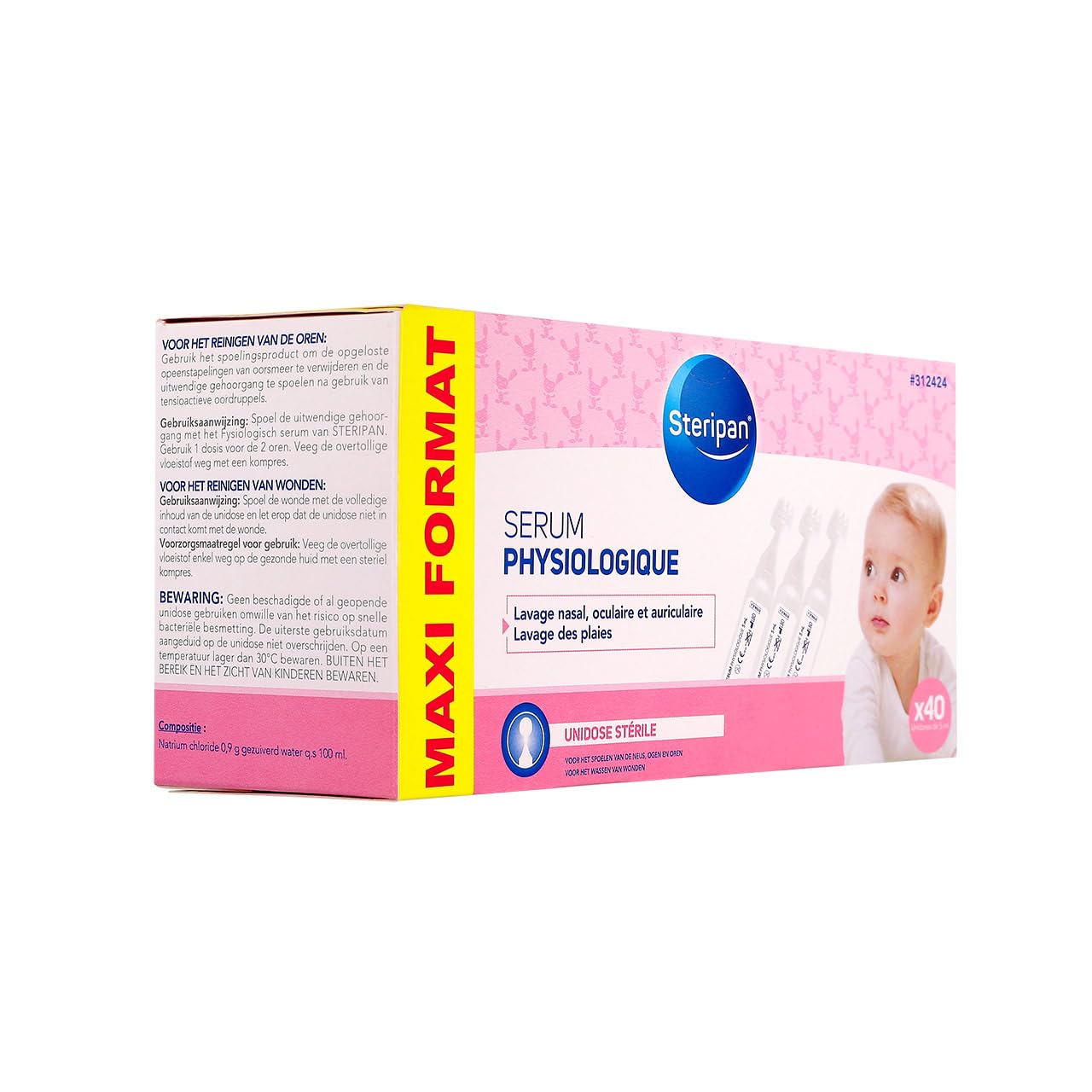 Steripan - Sérum Physiologique - Conseillé Pour Les Nourrissons - Lavage Nasal, Oculaire Et Auriculaire - Unidose Stérile 40 x 5 ML (Lot De 3)