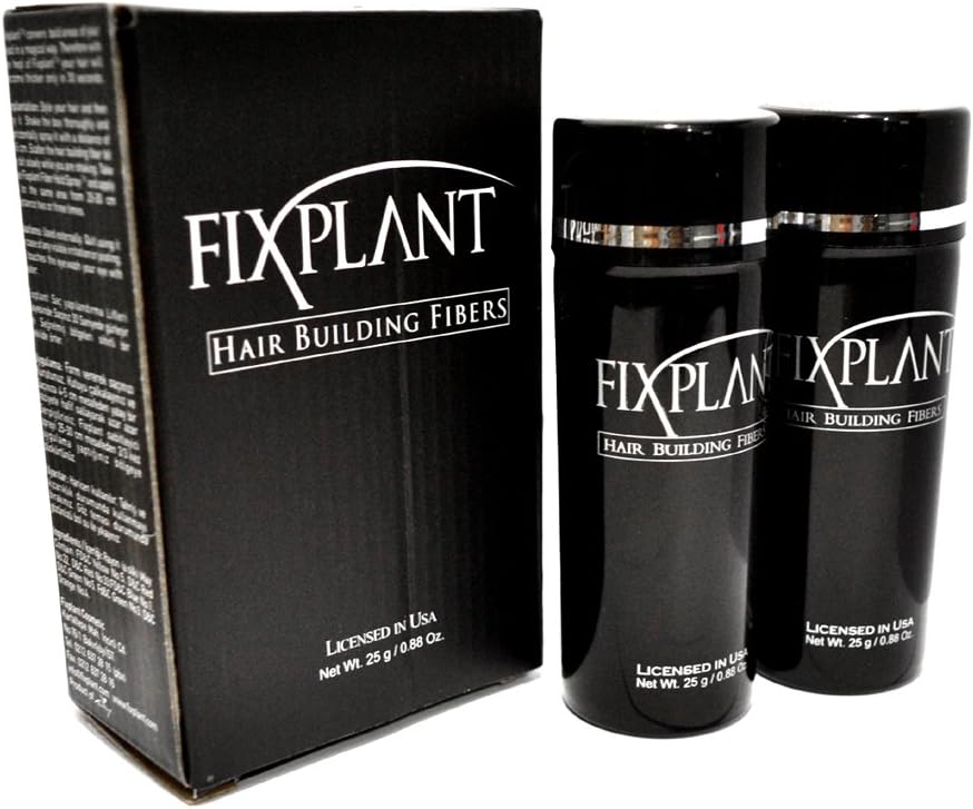 2 of FIXPLANT Keratin Hair Fibers for Unisex, Net Wt. 25gm / 0.88 oz (Black)