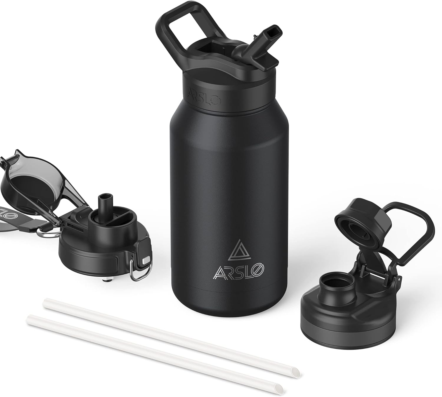 32 Oz Mens Water Jug Stainless Steel Insulated Sport Water Bottle With Straw Black 32 Ounces