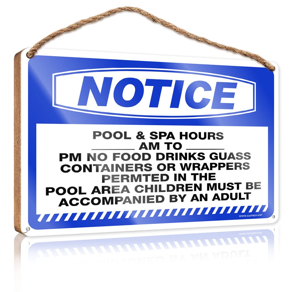 Friend Signs For Home Decor Notice Pool & Spa Hours_ Am To_ Pm No Food Wooden Sign Funny House Decor Wood Bathroom Hanging Sign(15X28CM)