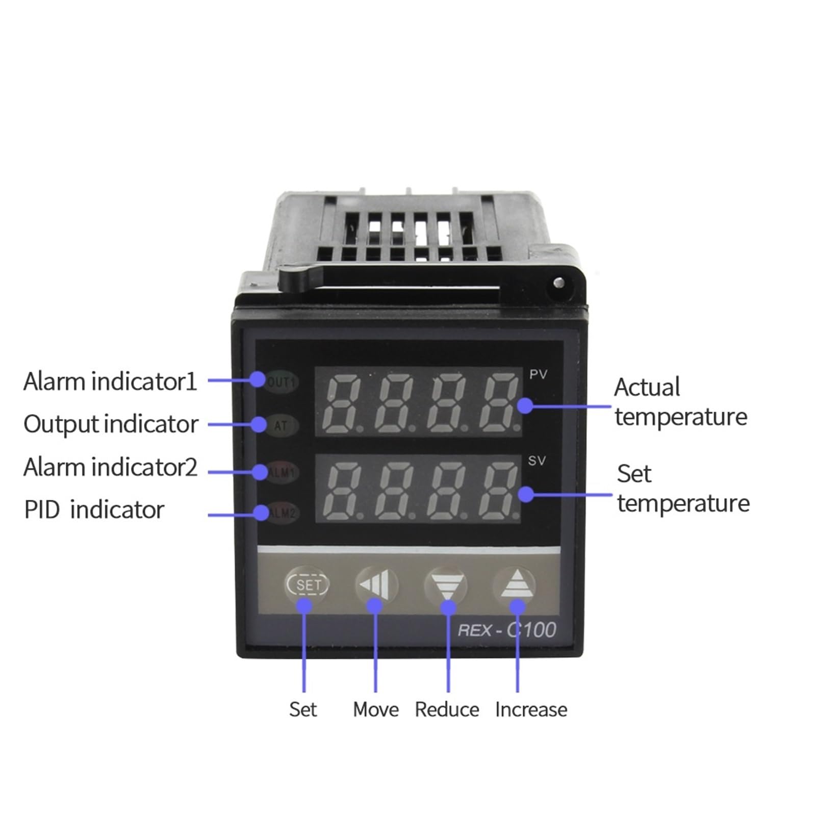 1 Uds REX-C100 controlador de pantalla Digital de temperatura PID 110V-240V + relé SSR 40A + sonda termopar 1M K + disipador de calor(Set1)